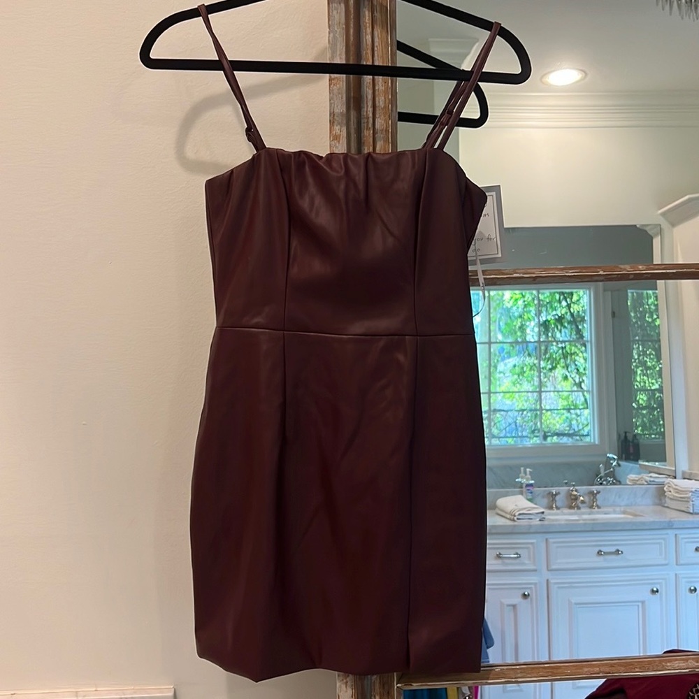 MAROON LULUS LEATHER MINI DRESS